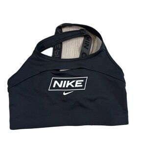 NIKE PRO SWOOSH DRI FIT MEDIUM SUPPORT TRAINING BRA BLACK